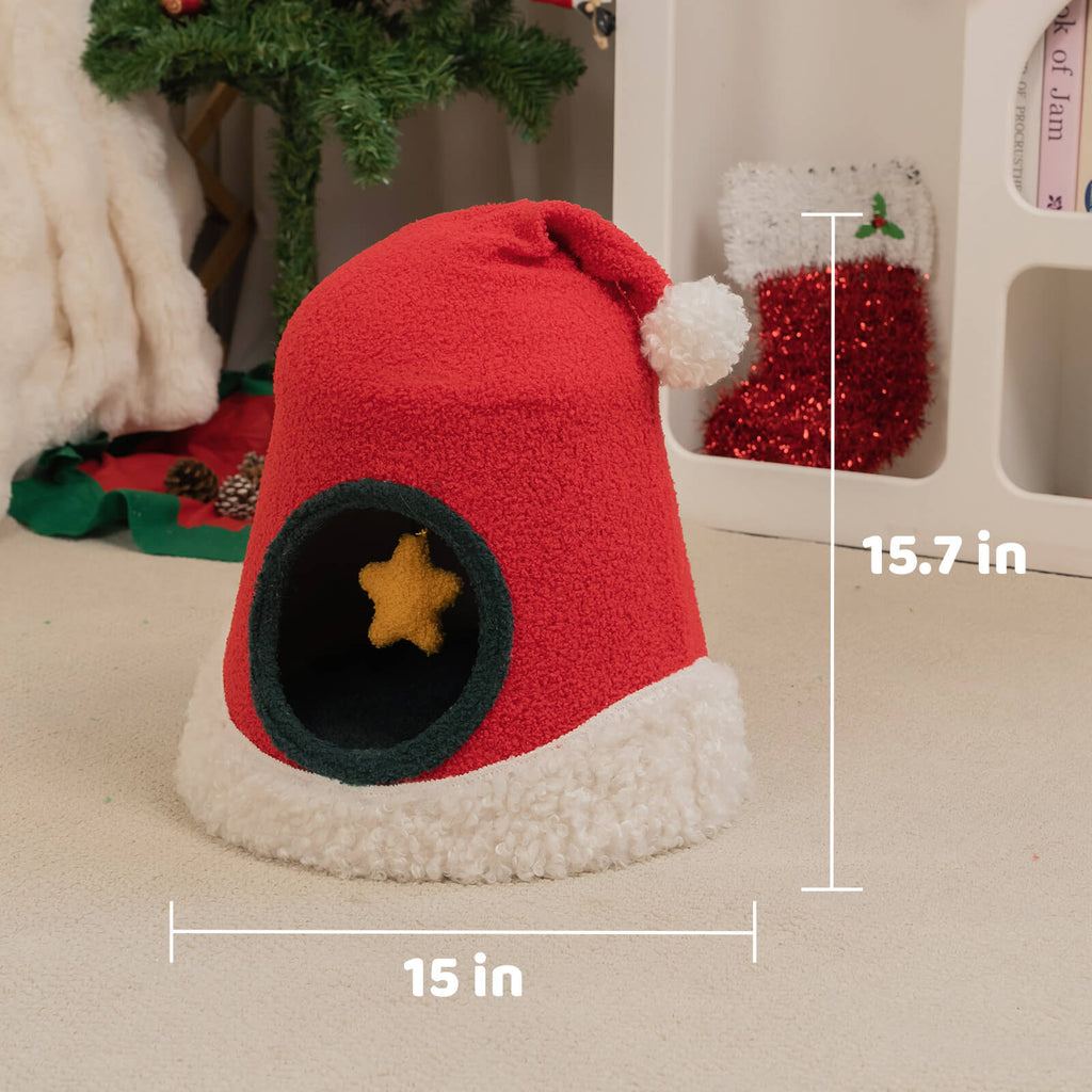 Christmas Santa Hat Cat Bed