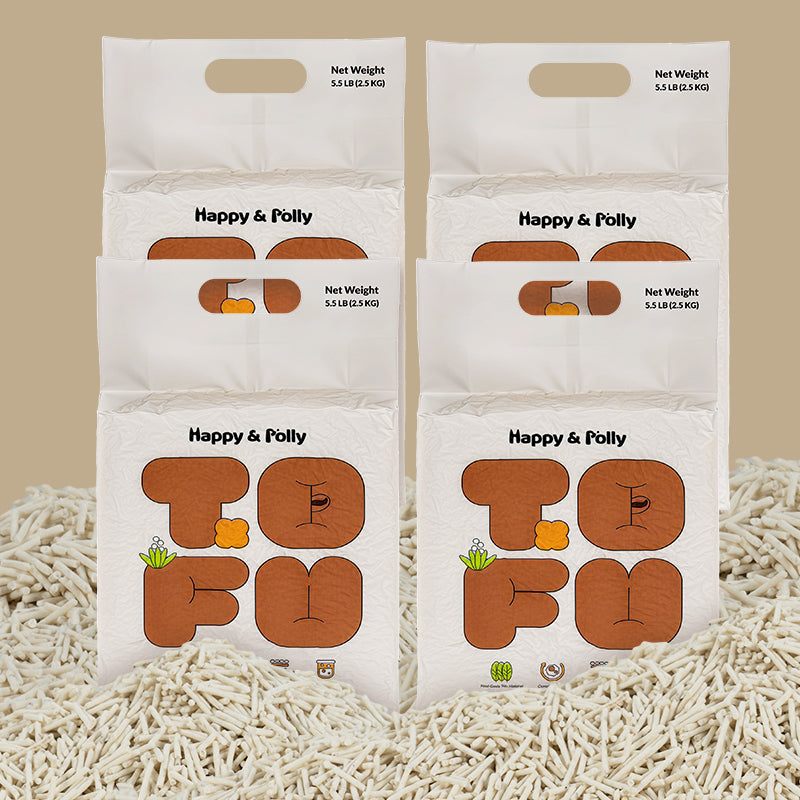 4 Bags Plant-Based Tofu Litter with Triple Natural Deodorizers (22lb)