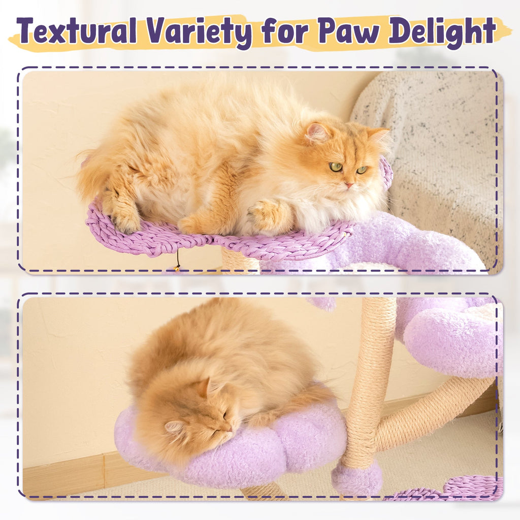 Purple Woven Flower Cat Tree