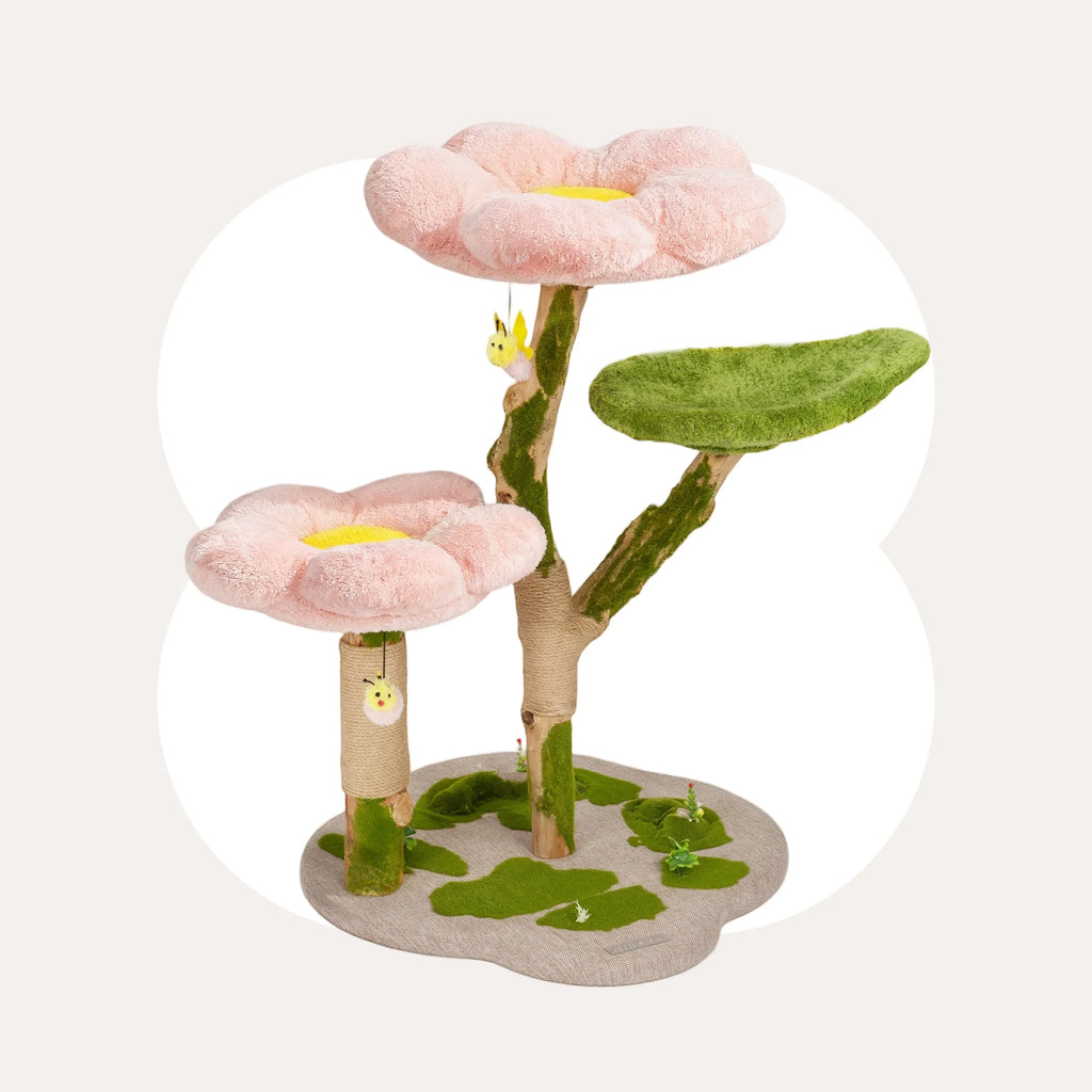 35.4" Blossom Wonder Solid Wood Cat Tree