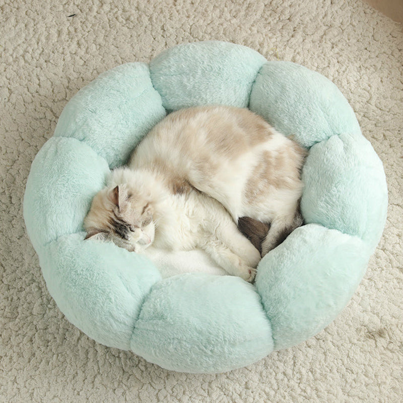 Bloomy Flower Cozy Plush Cat Bed