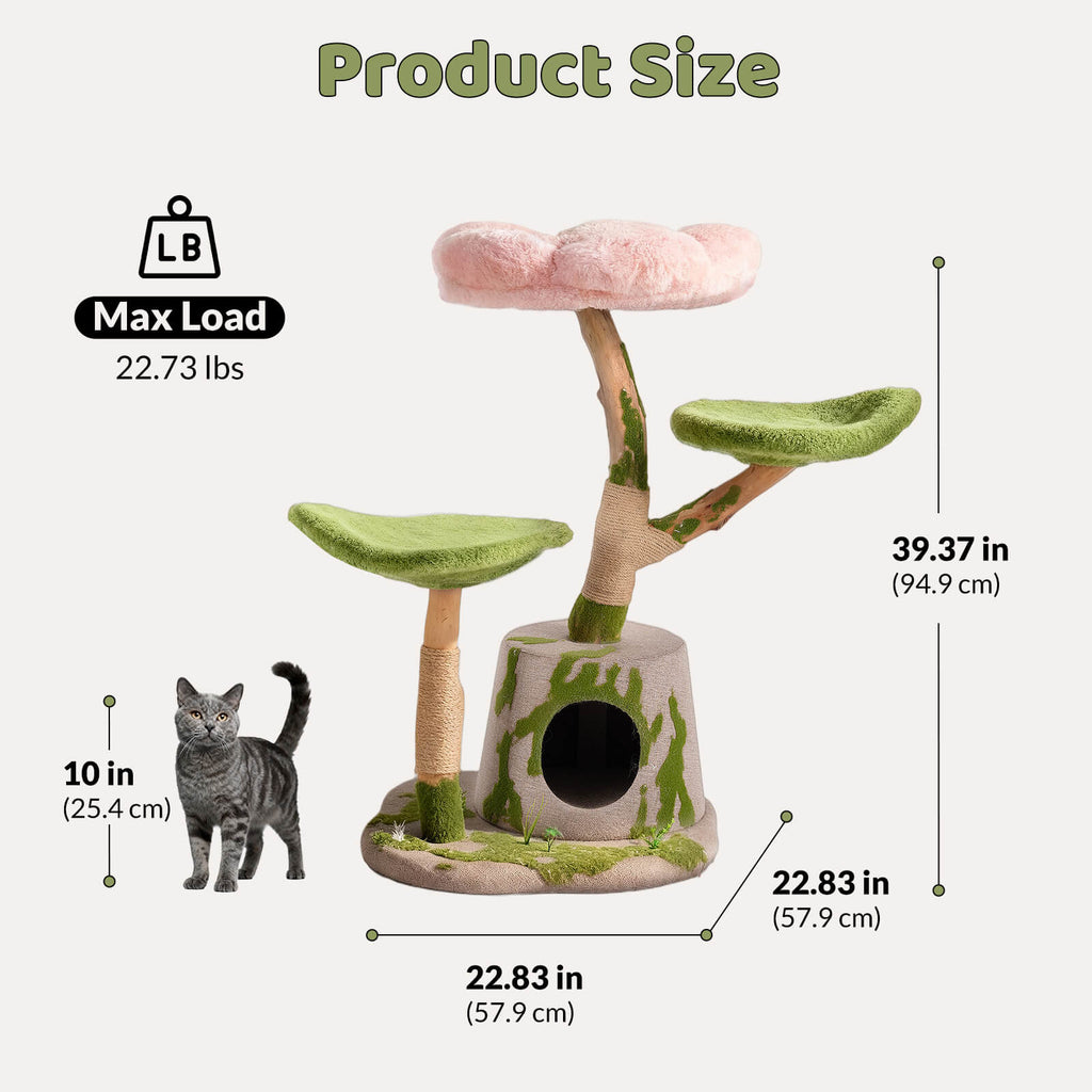 Enchanted Blossom Solid Wood Cat Tree