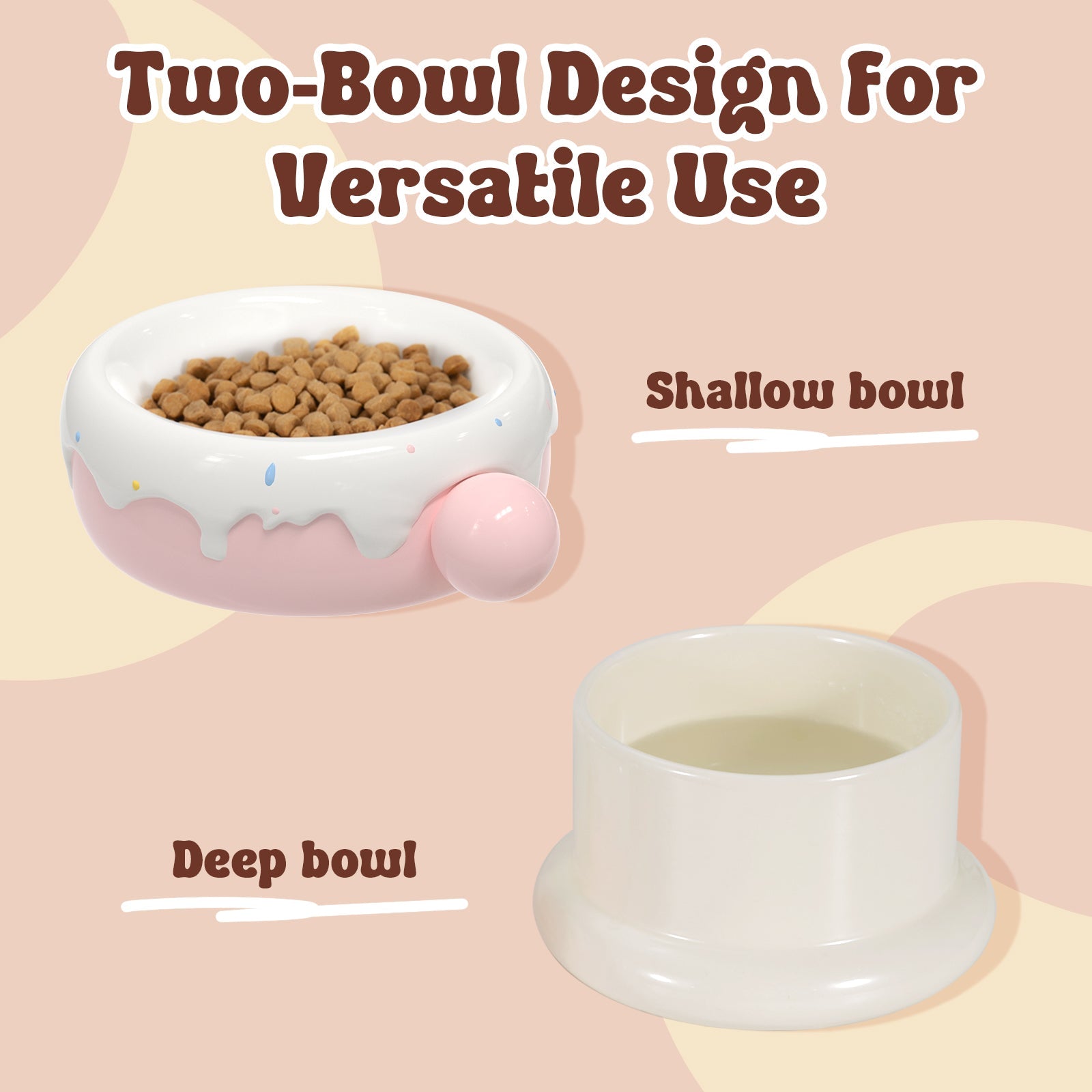 27oz Donut Style Cat Bowl Set