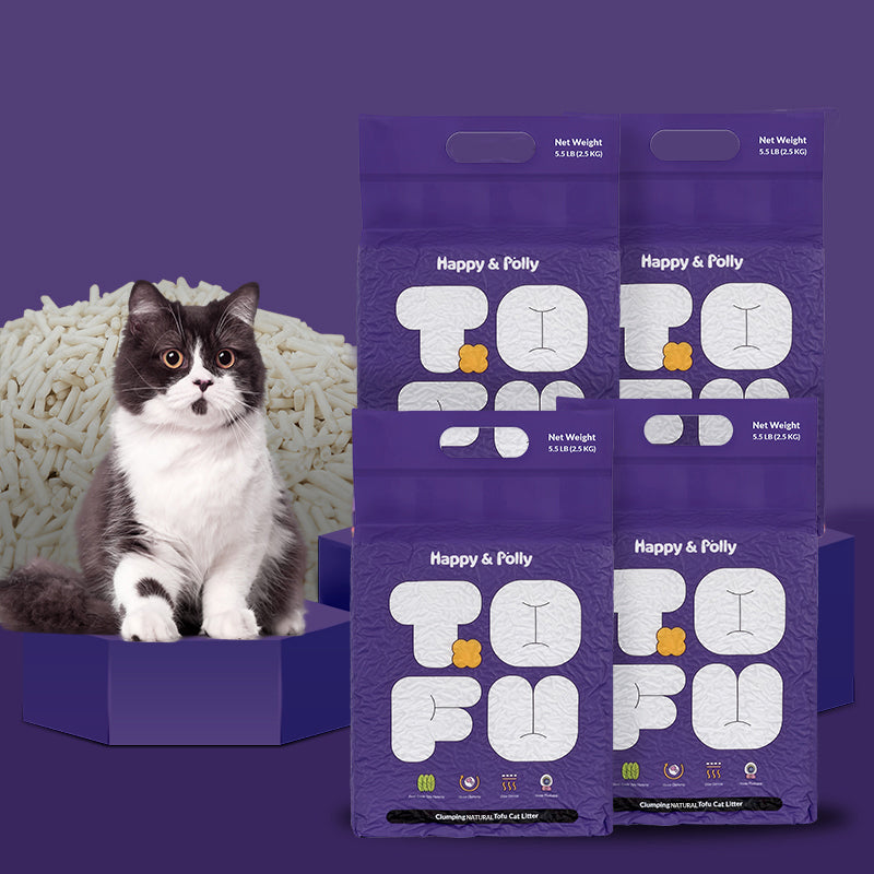 4 Bags Clumping Natural Tofu Cat Litter (22lb)
