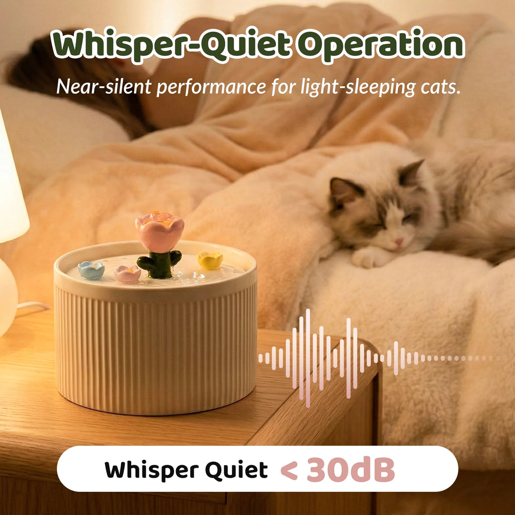 42oz Tulip Garden Cat Water Fountain