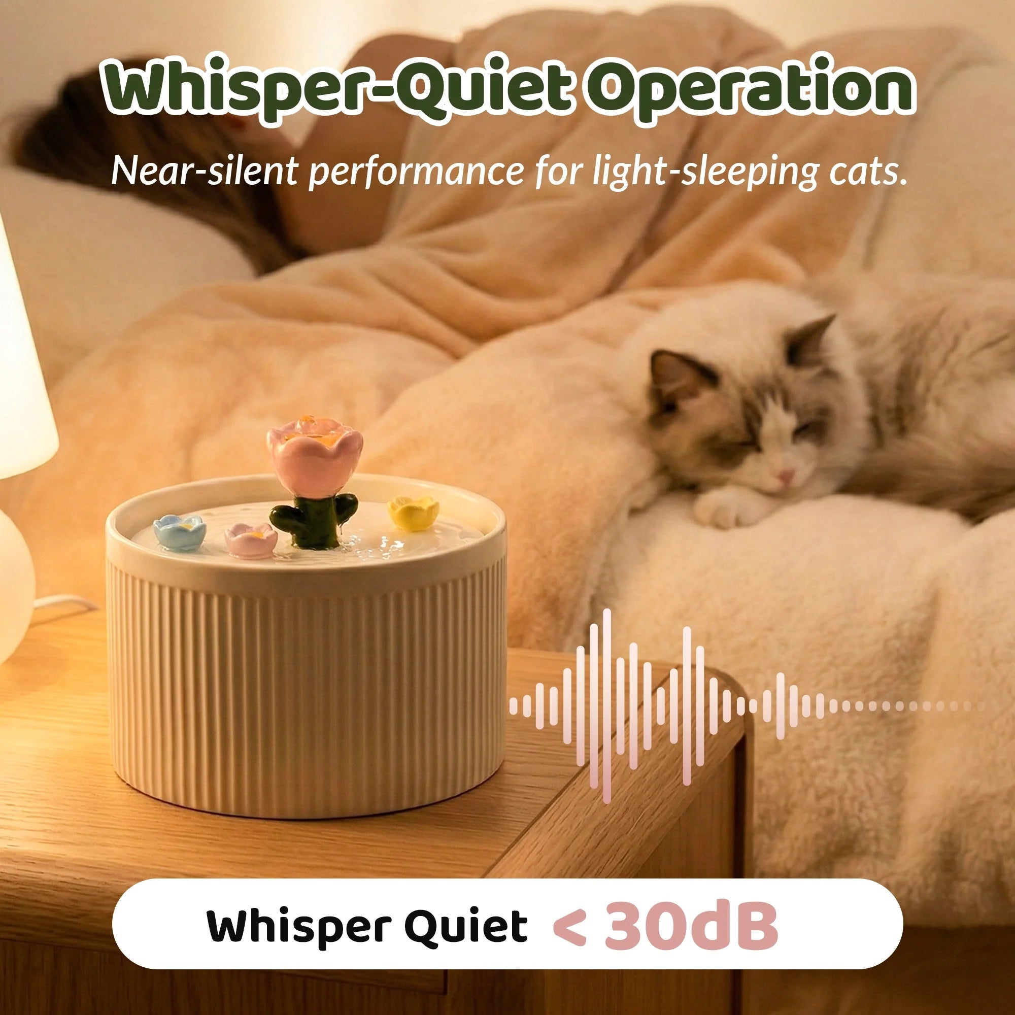 42oz Tulip Garden Cat Water Fountain