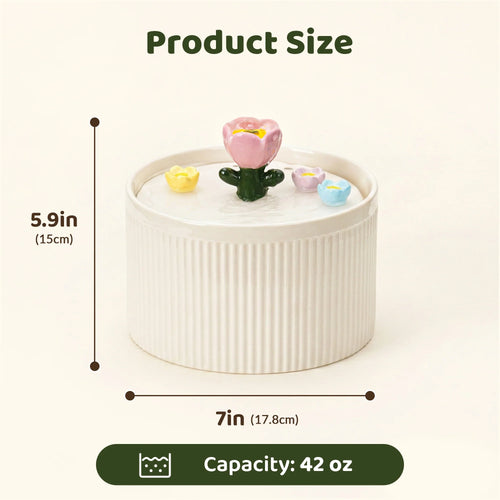 42oz Tulip Garden Cat Water Fountain
