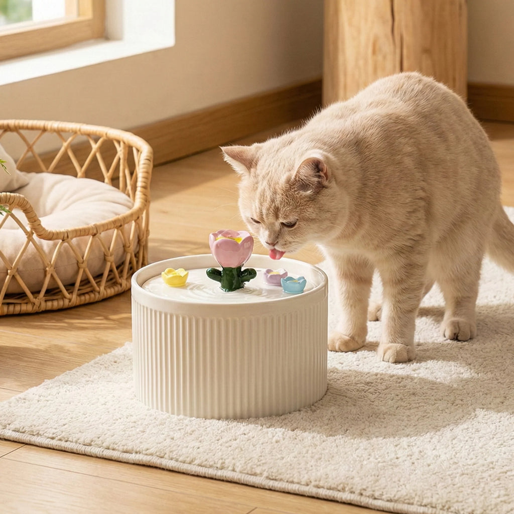 42oz Tulip Garden Cat Water Fountain