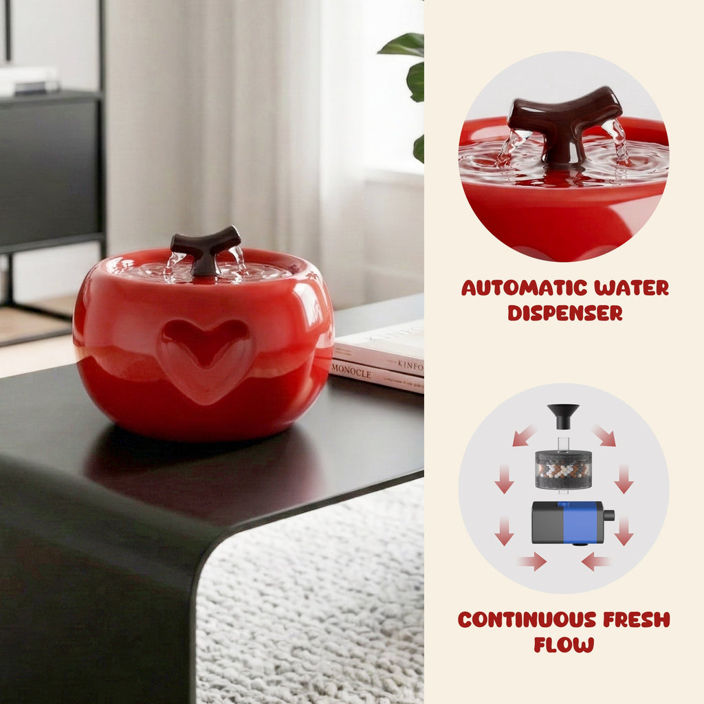 50oz Love Apple Cat Water Fountain