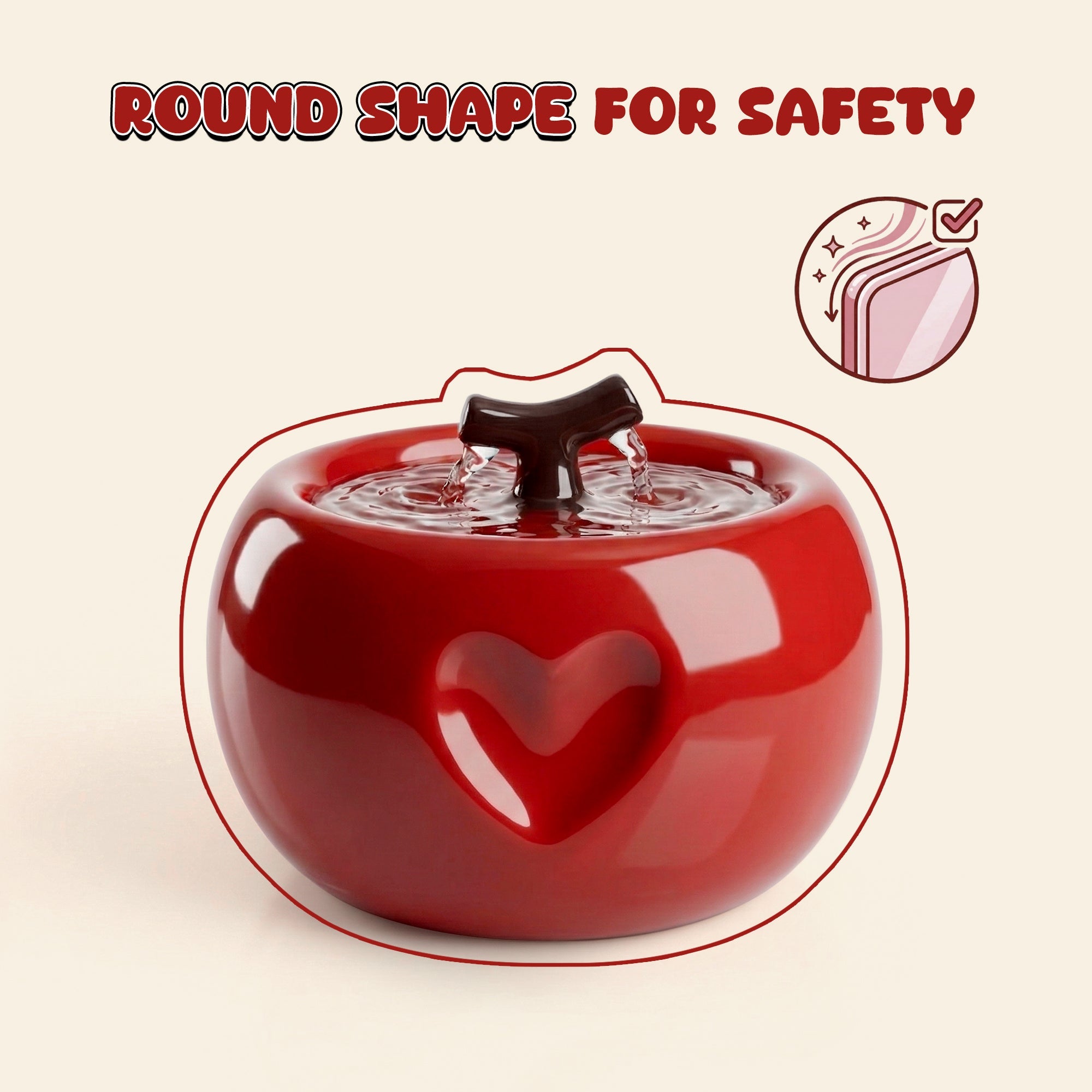 50oz Love Apple Cat Water Fountain