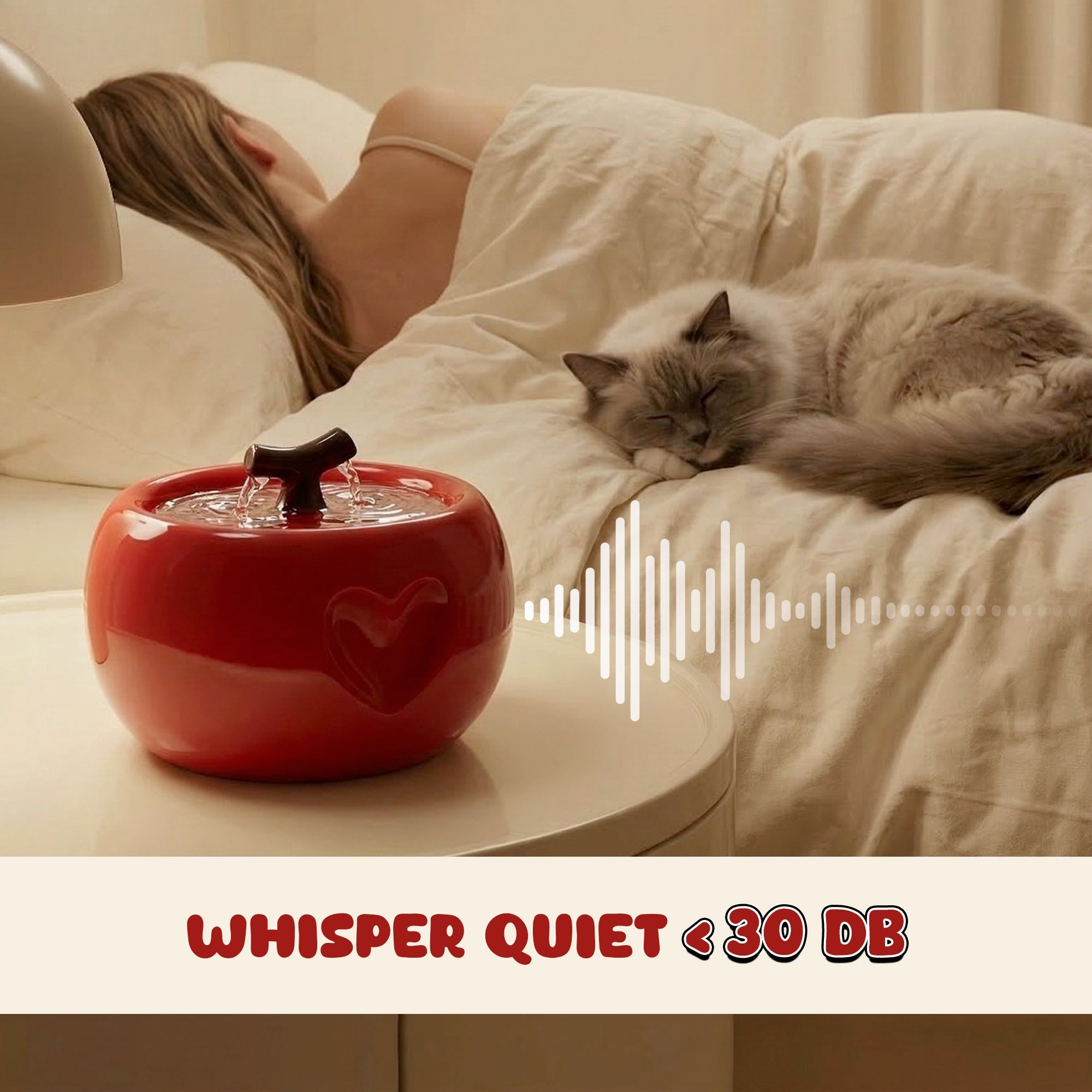 50oz Love Apple Cat Water Fountain