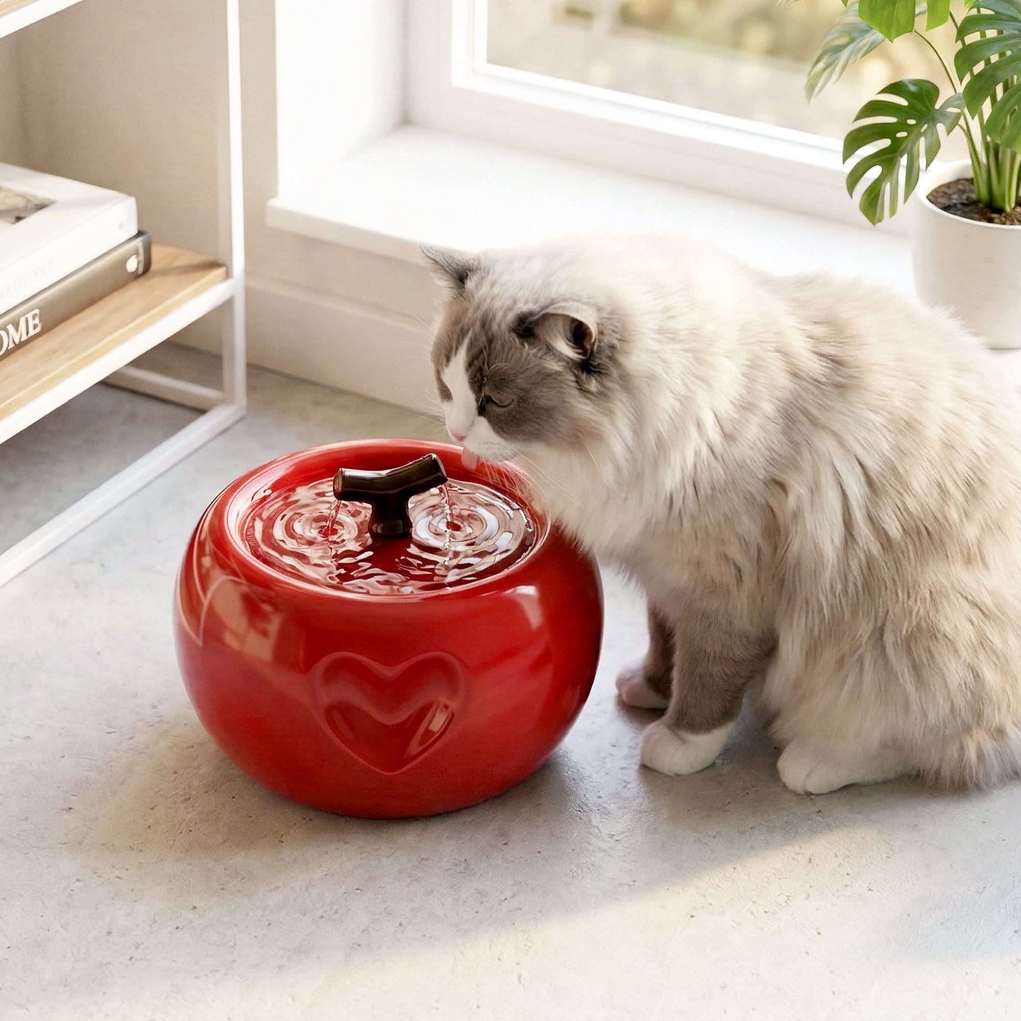 50oz Love Apple Cat Water Fountain
