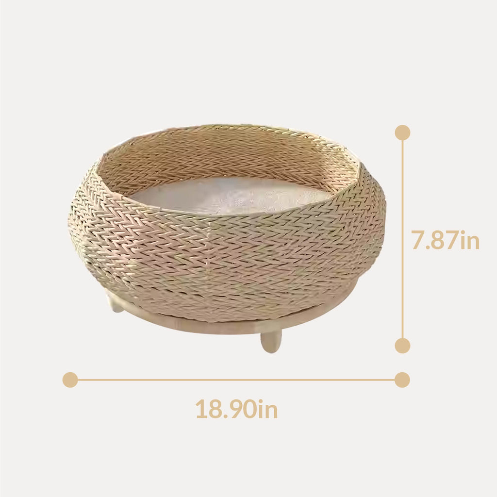 Handwoven Rattan Wood Cat Bed