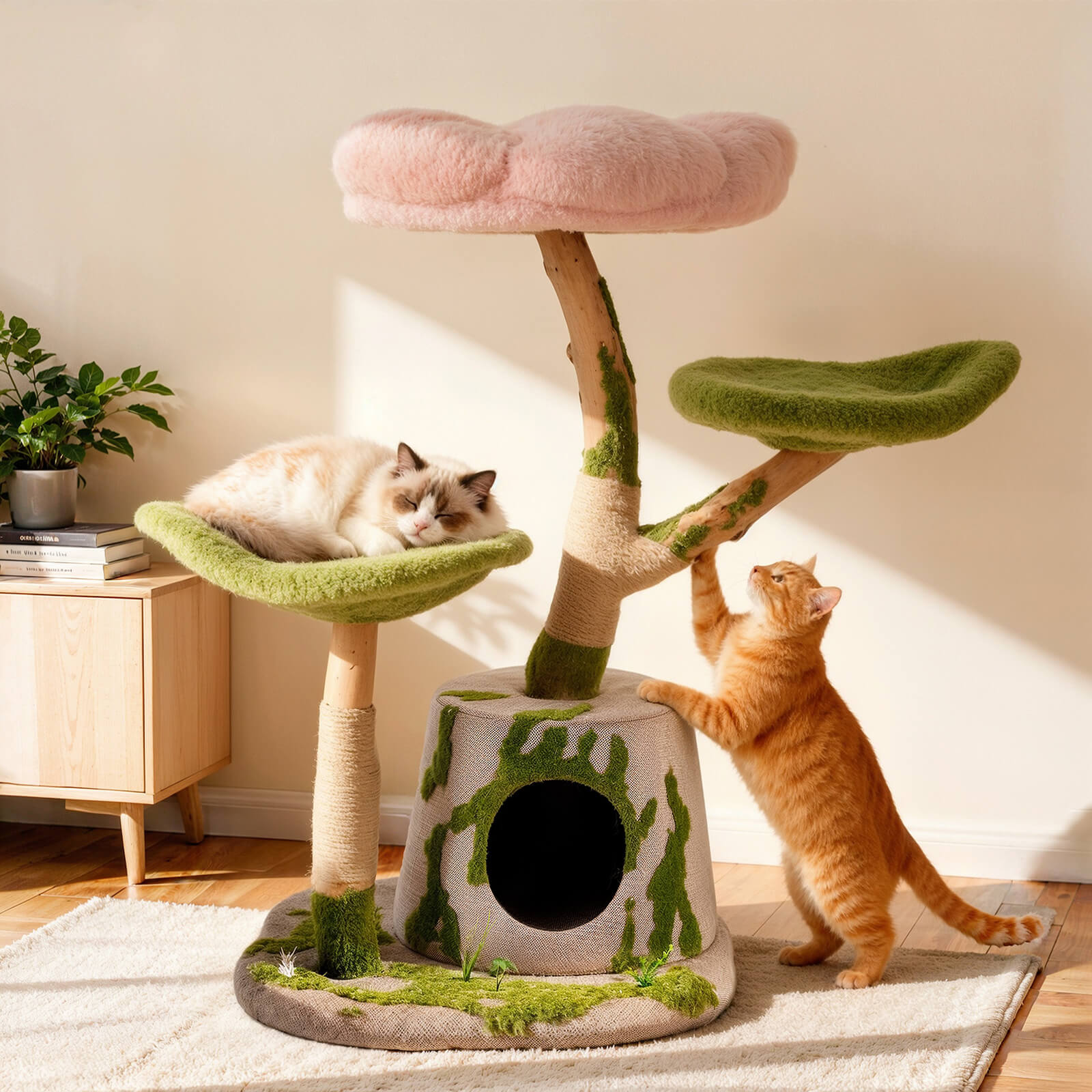 Enchanted Blossom Solid Wood Cat Tree