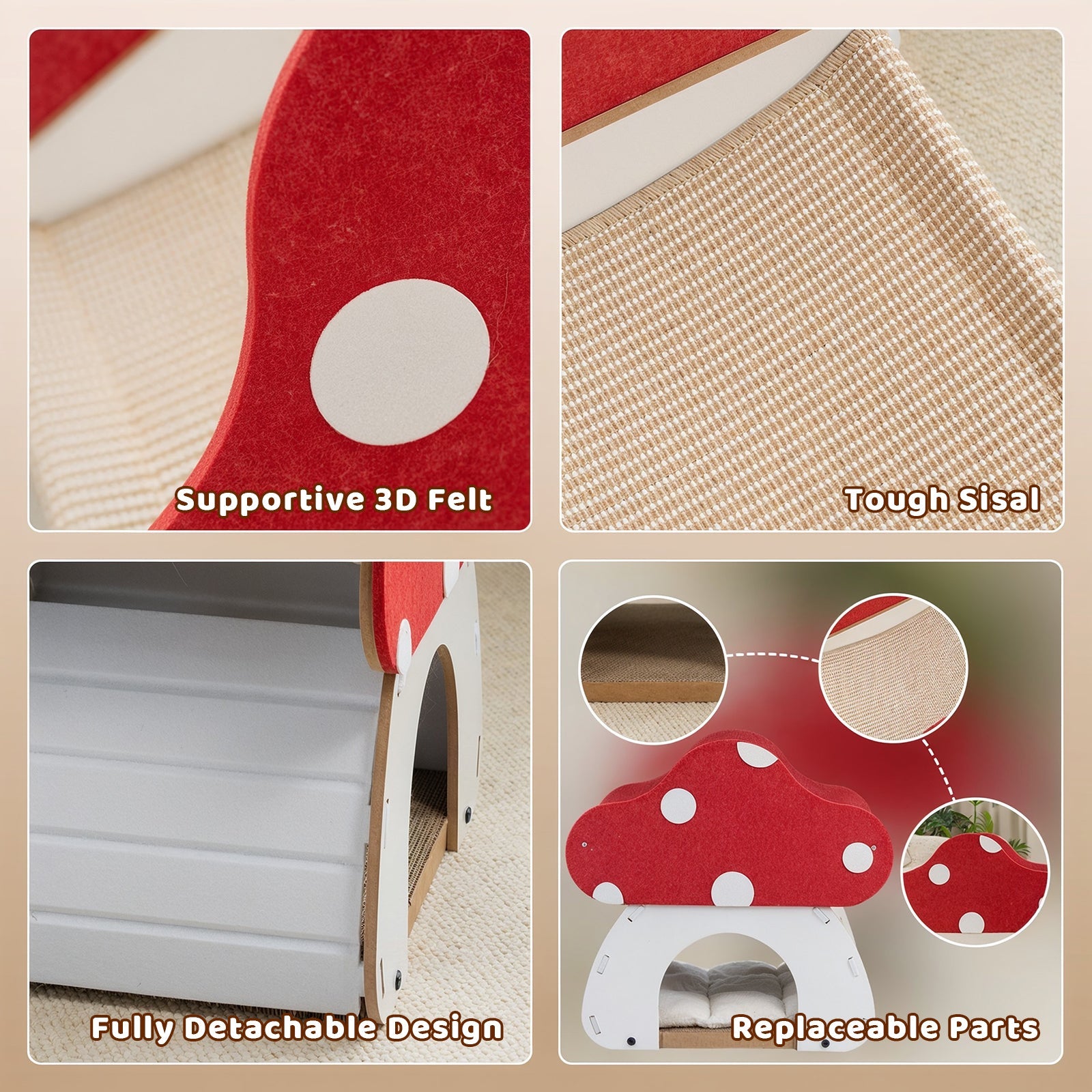 Mushroom Loft – Cat Bed & Scratcher Combo