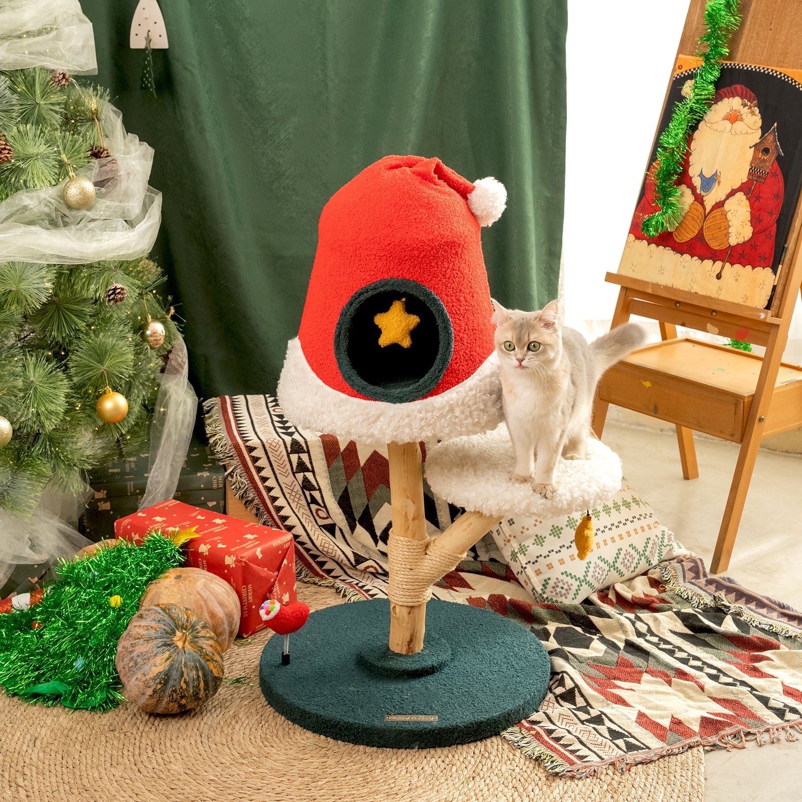 Santa Hat Cat Tree