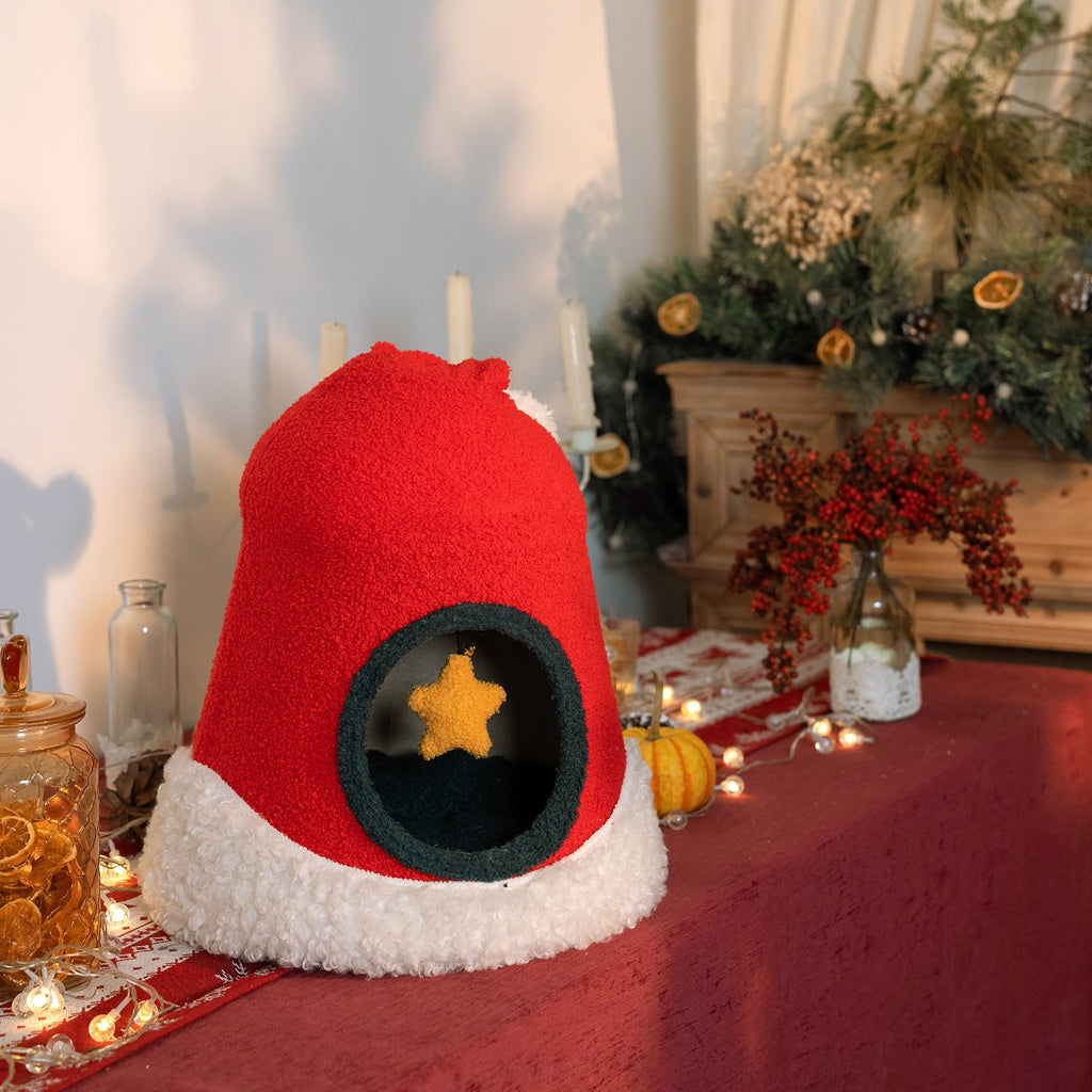 Christmas Santa Hat Cat Bed