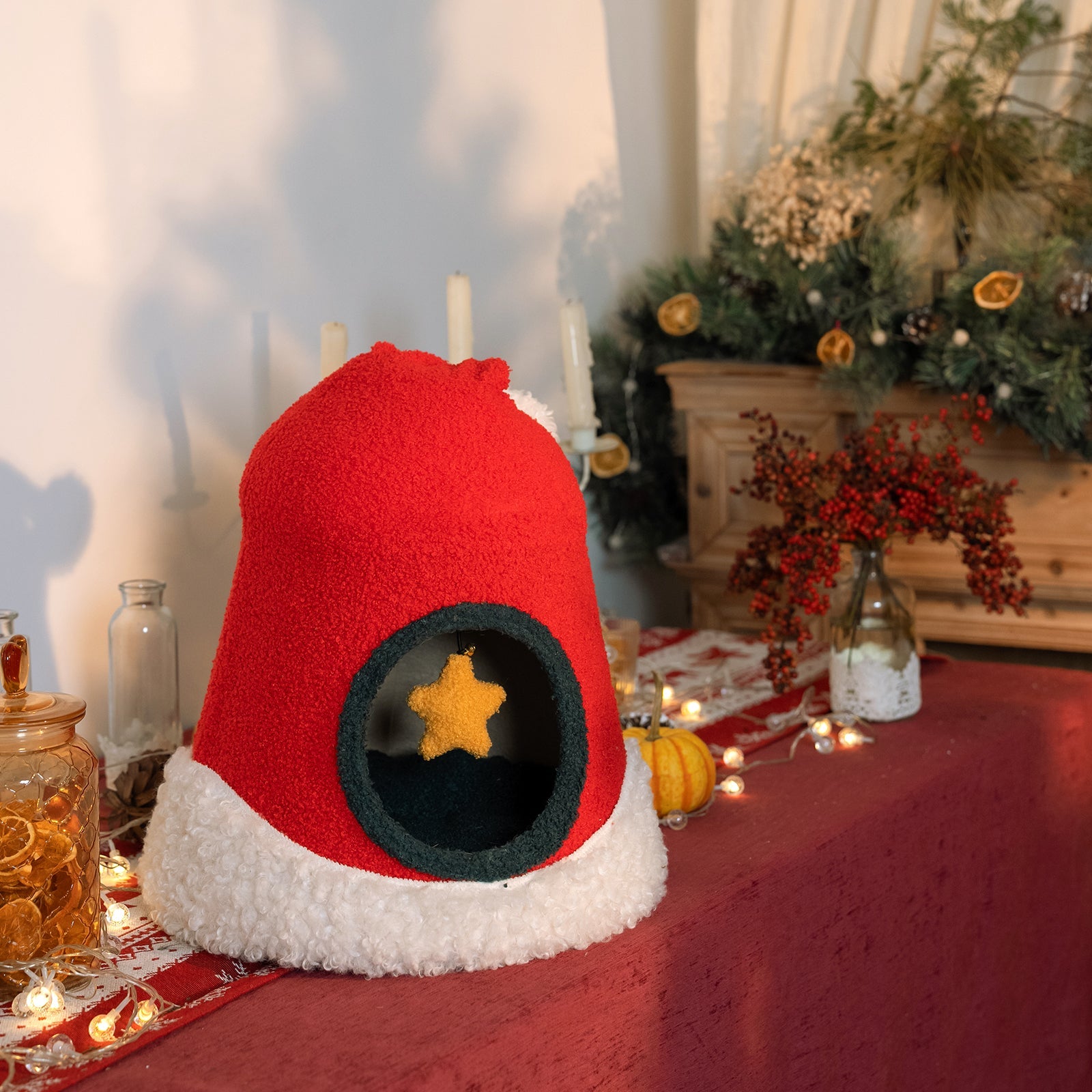 Christmas Santa Hat Cat Bed