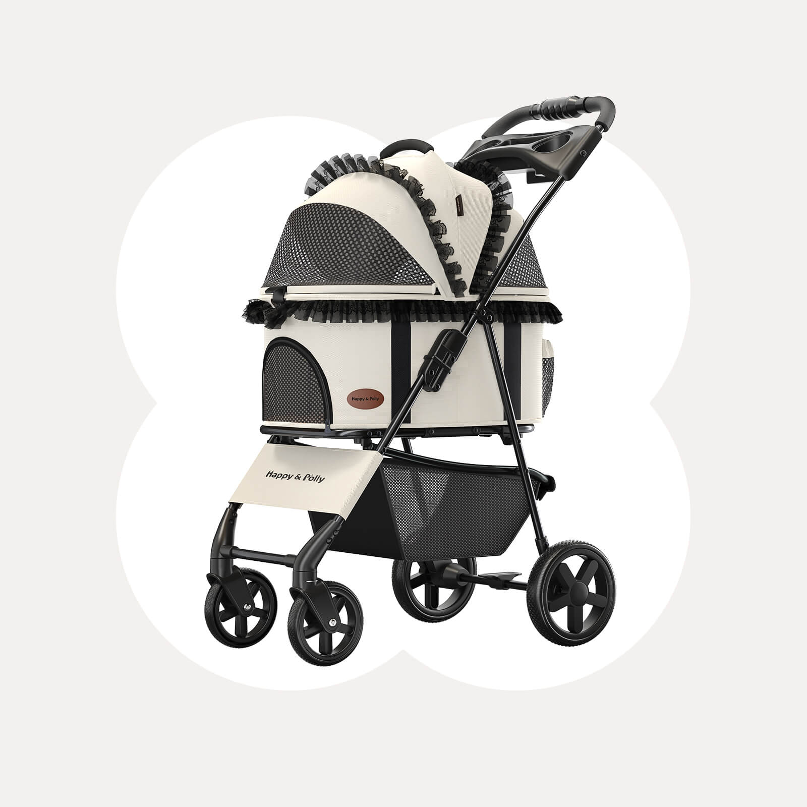 Foldable Pet Stroller with Detachable Carrier