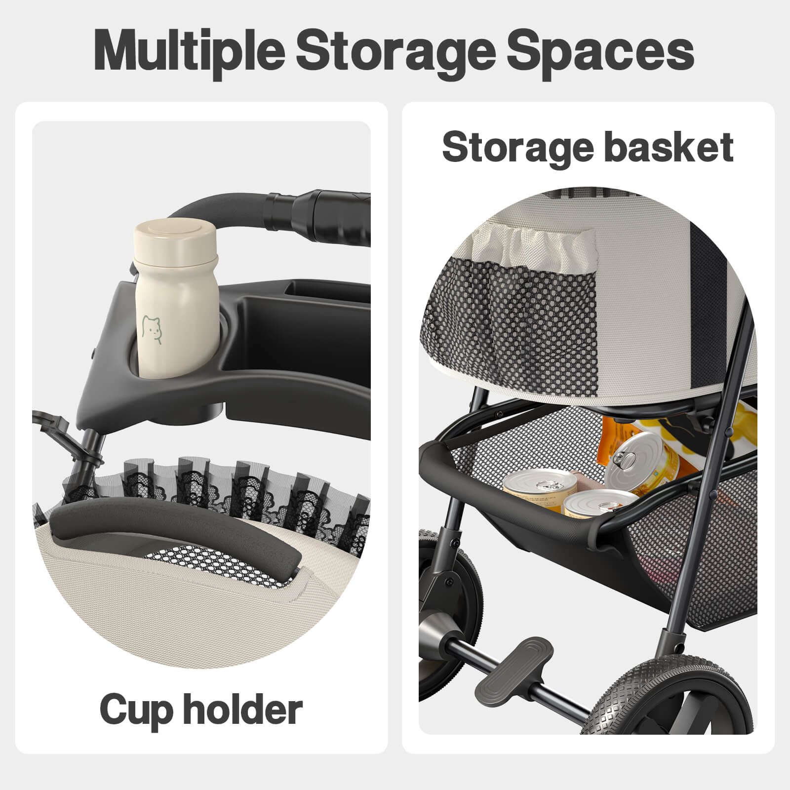 Foldable Pet Stroller with Detachable Carrier