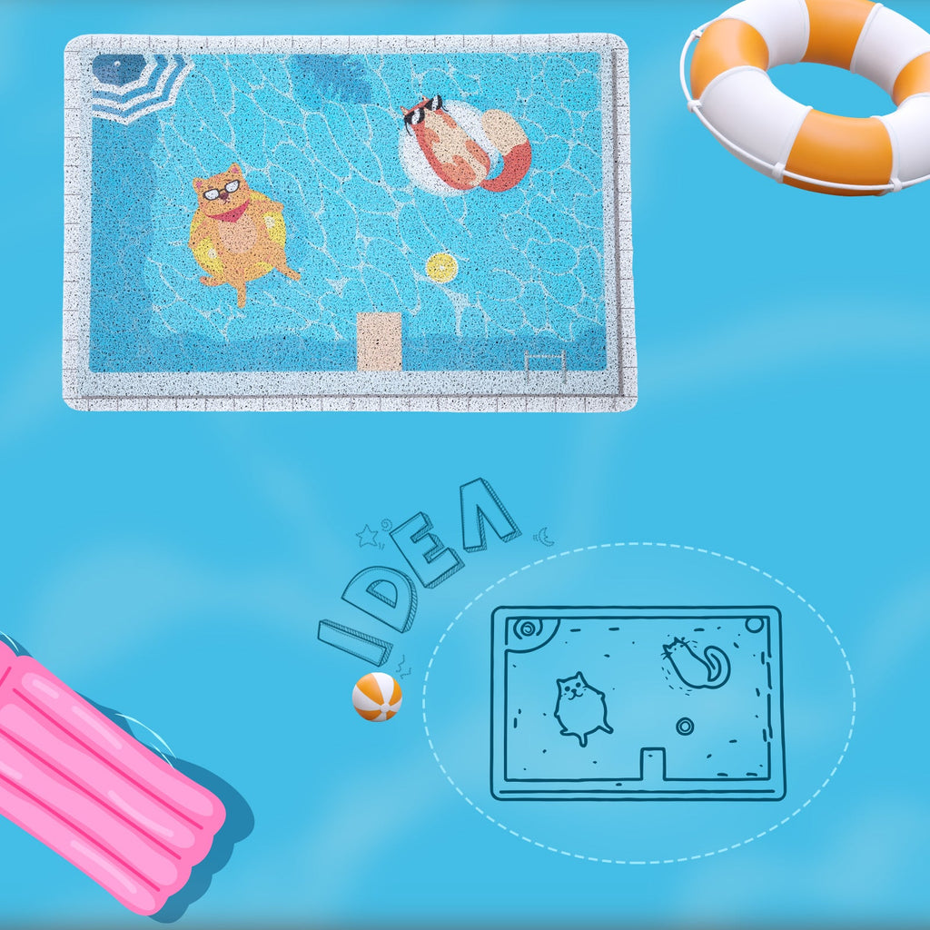 Summer Pool Cat Litter Mat