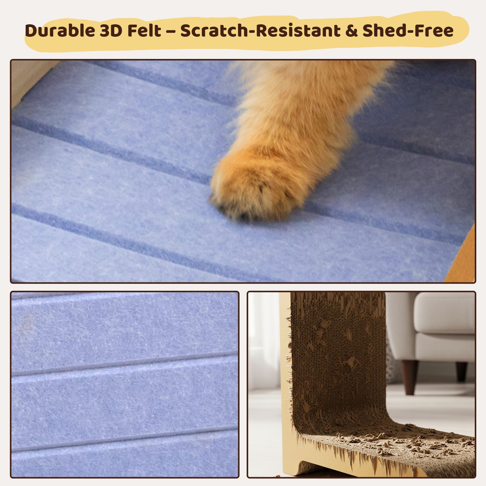 Modern Felt L-Shape Cat Scratcher