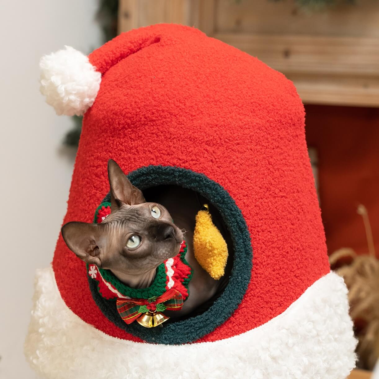 Christmas Santa Hat Cat Bed