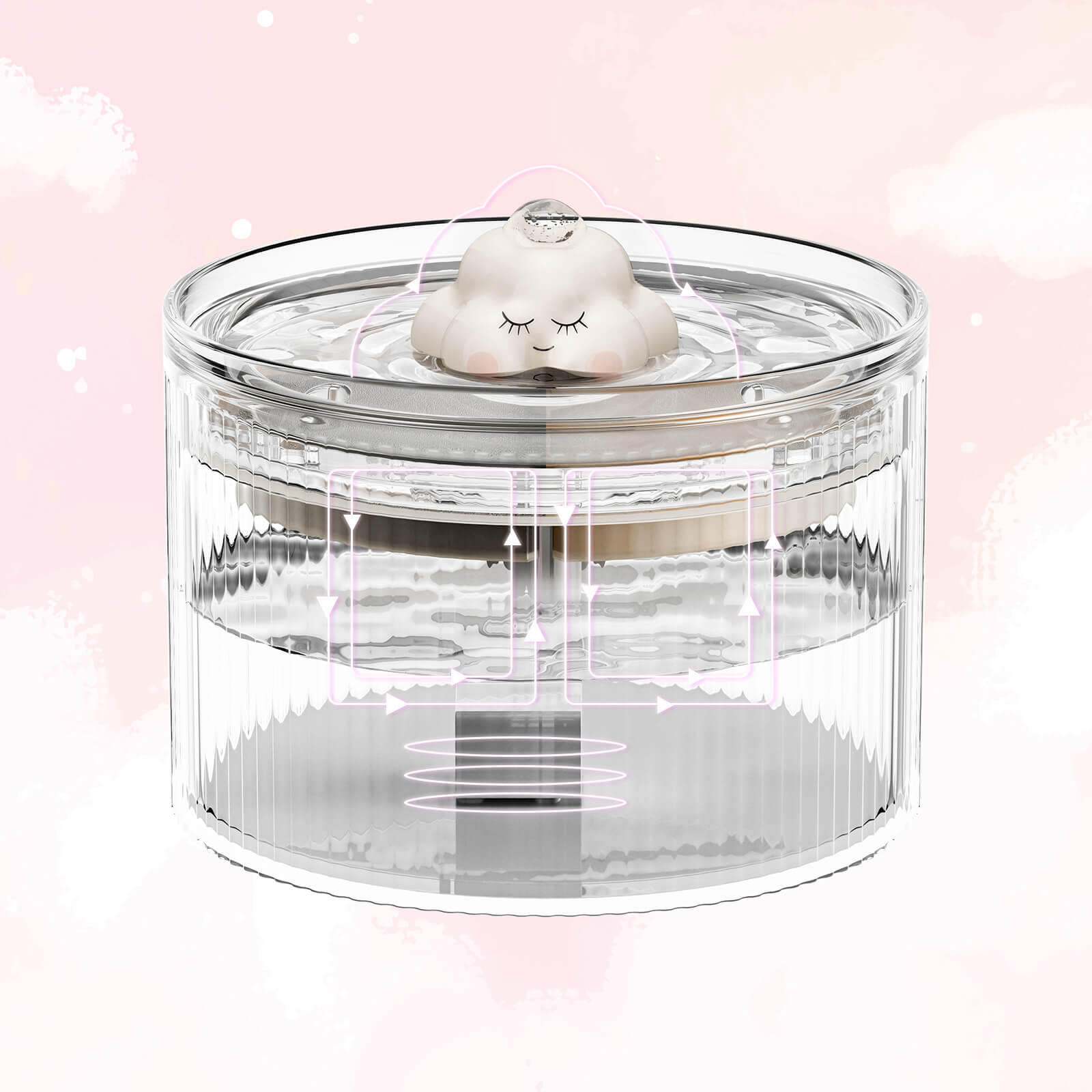 50oz Cloud Cat Water Fountain: Enhanced Filtering for Refreshing Hydration