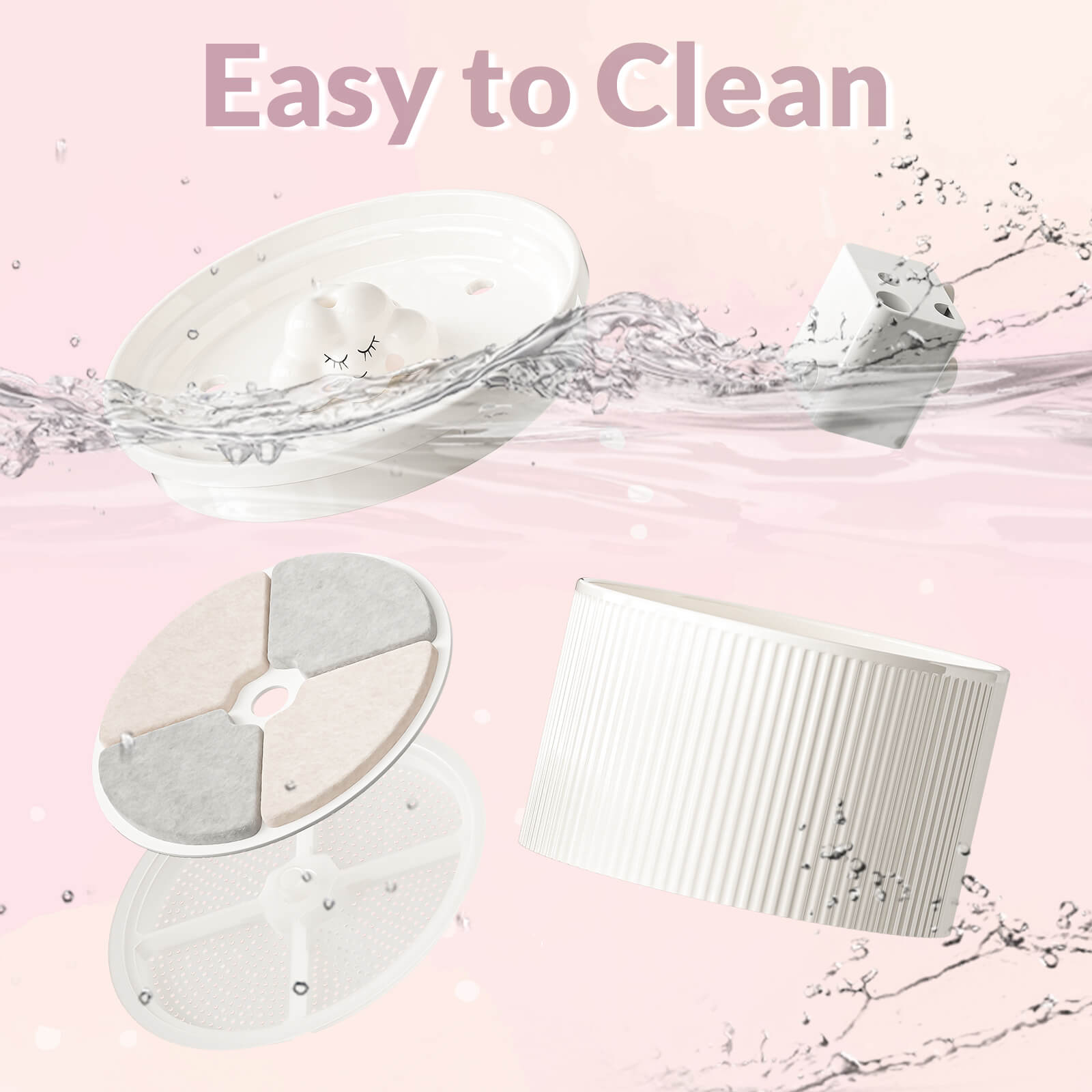 50oz Cloud Cat Water Fountain: Enhanced Filtering for Refreshing Hydration
