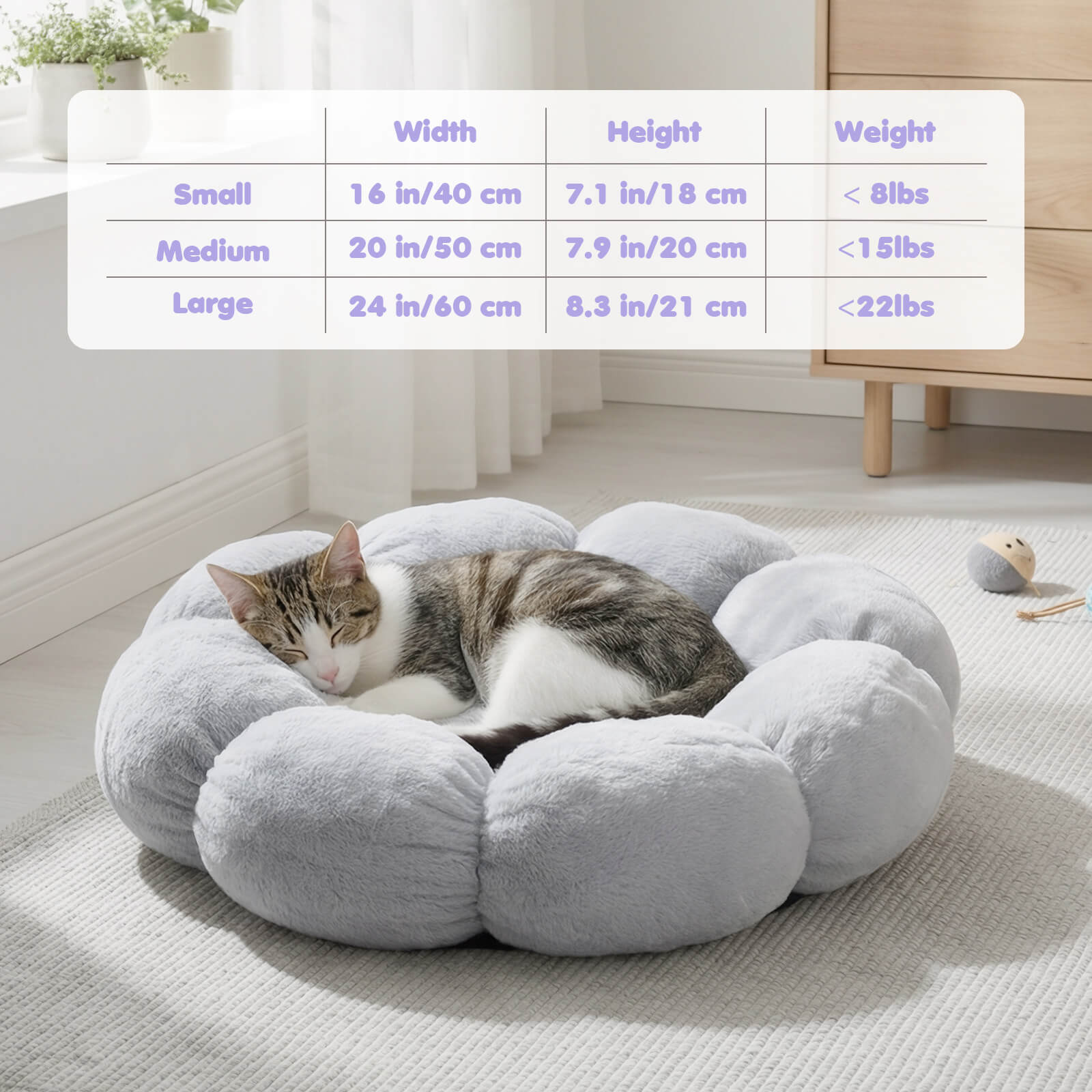 Bloomy Flower Cozy Plush Cat Bed